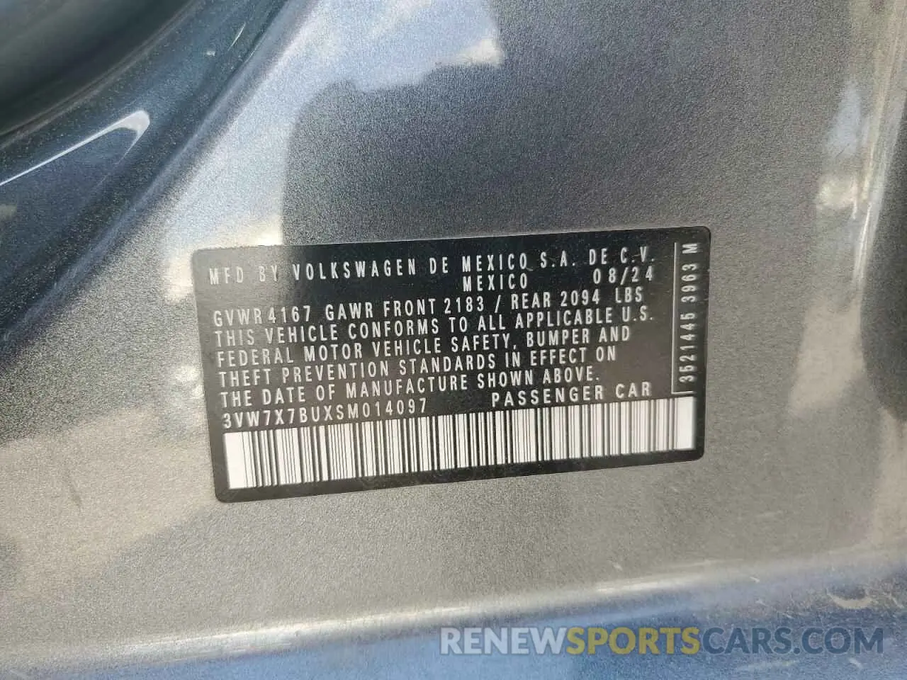 12 fotografías del automóvil dañado 3VW7X7BUXSM014097 VOLKSWAGEN JETTA 2025