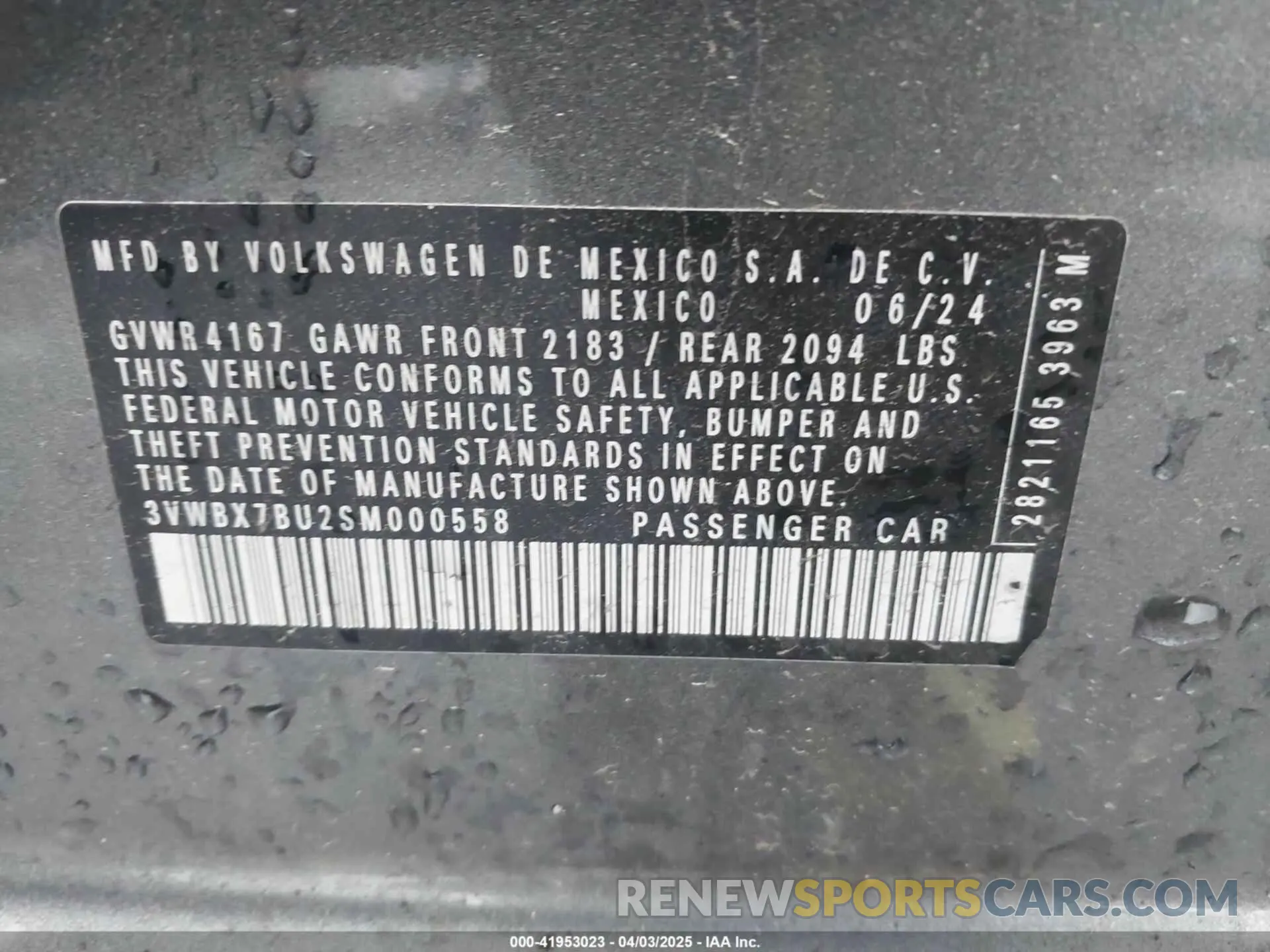 9 fotografías del automóvil dañado 3VWBX7BU2SM000558 VOLKSWAGEN JETTA 2025