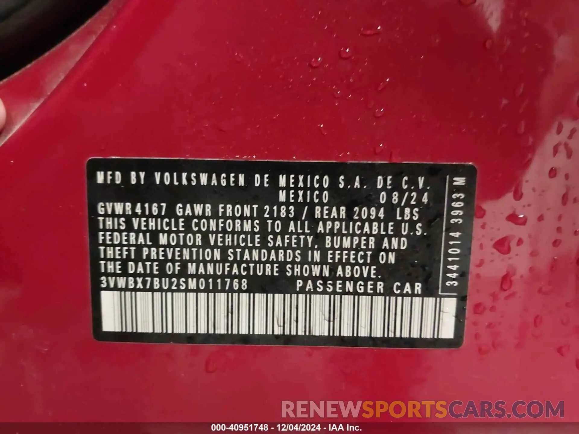 9 fotografías del automóvil dañado 3VWBX7BU2SM011768 VOLKSWAGEN JETTA 2025