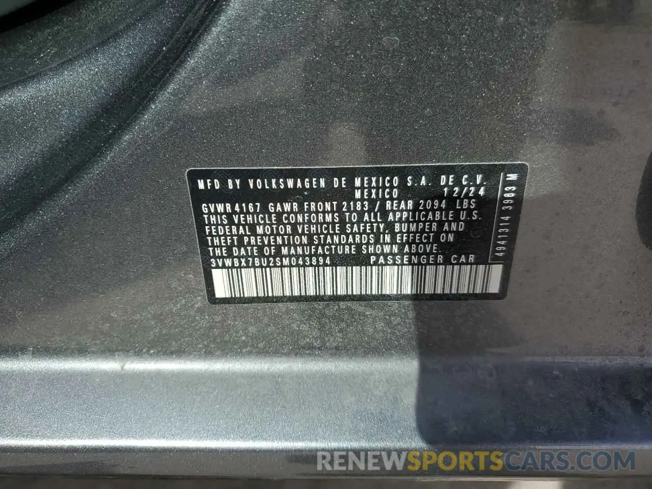 12 fotografías del automóvil dañado 3VWBX7BU2SM043894 VOLKSWAGEN JETTA 2025