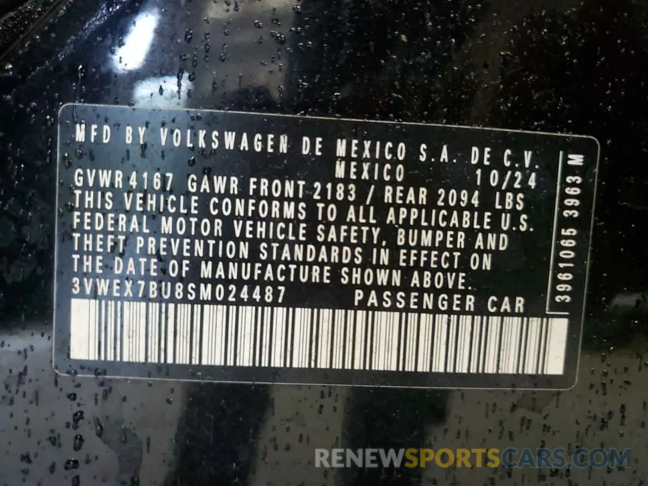 12 fotografías del automóvil dañado 3VWEX7BU8SM024487 VOLKSWAGEN JETTA 2025