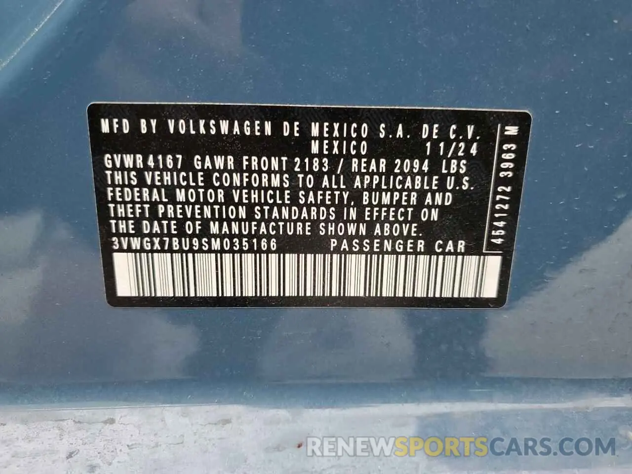 12 fotografías del automóvil dañado 3VWGX7BU9SM035166 VOLKSWAGEN JETTA 2025