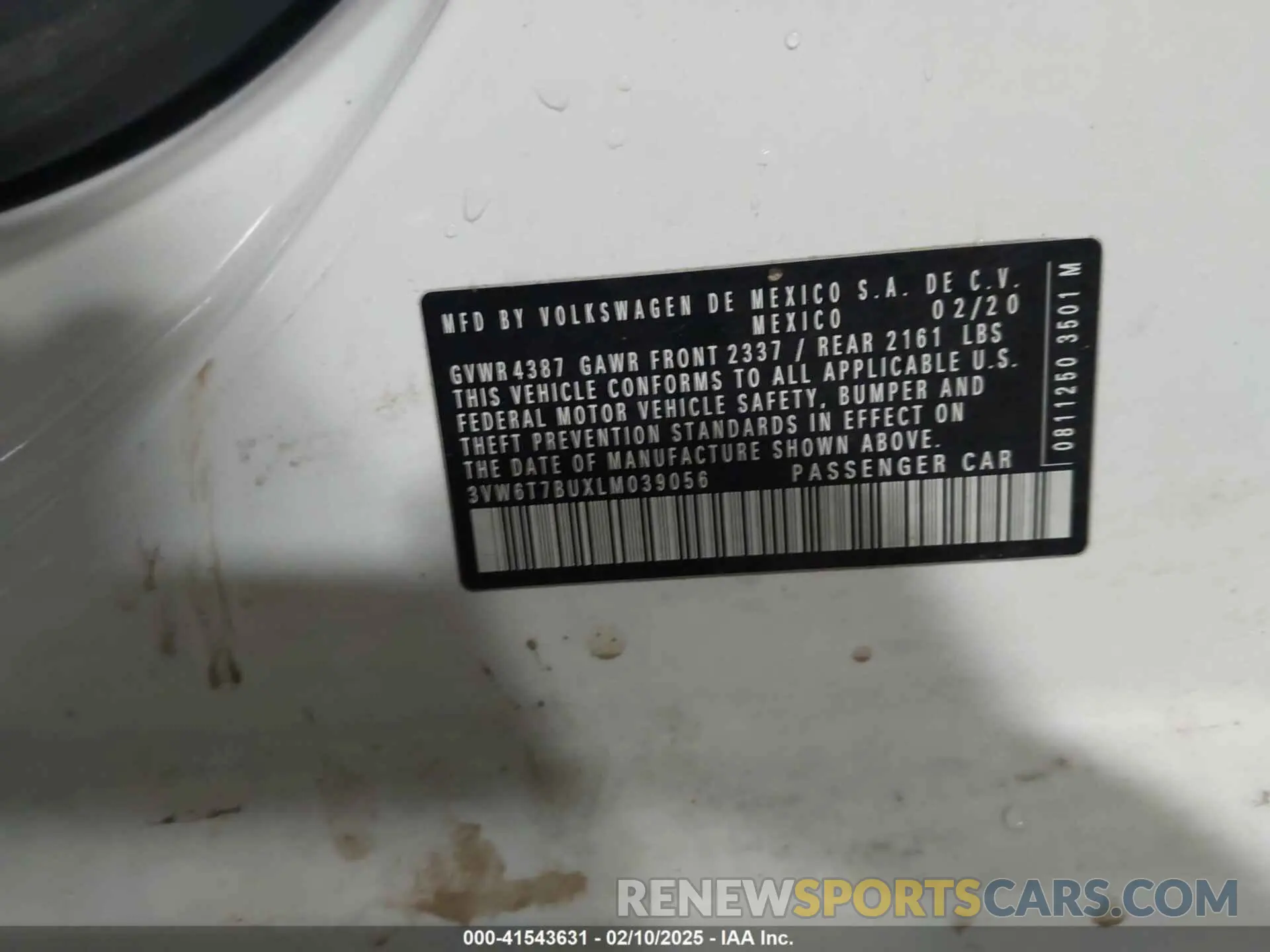 9 fotografías del automóvil dañado 3VW6T7BUXLM039056 VOLKSWAGEN JETTA GLI 2020