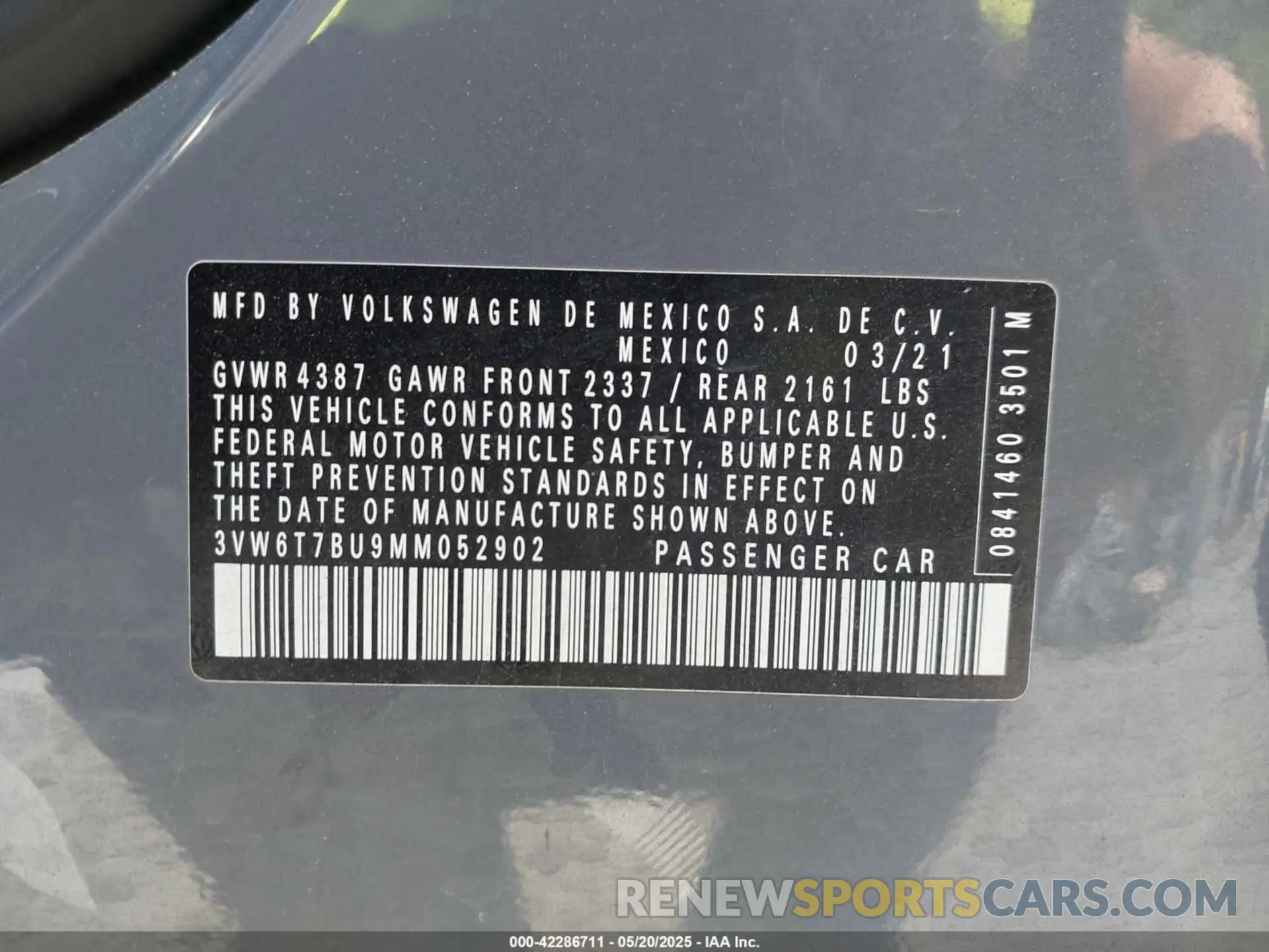 9 fotografías del automóvil dañado 3VW6T7BU9MM052902 VOLKSWAGEN JETTA GLI 2021