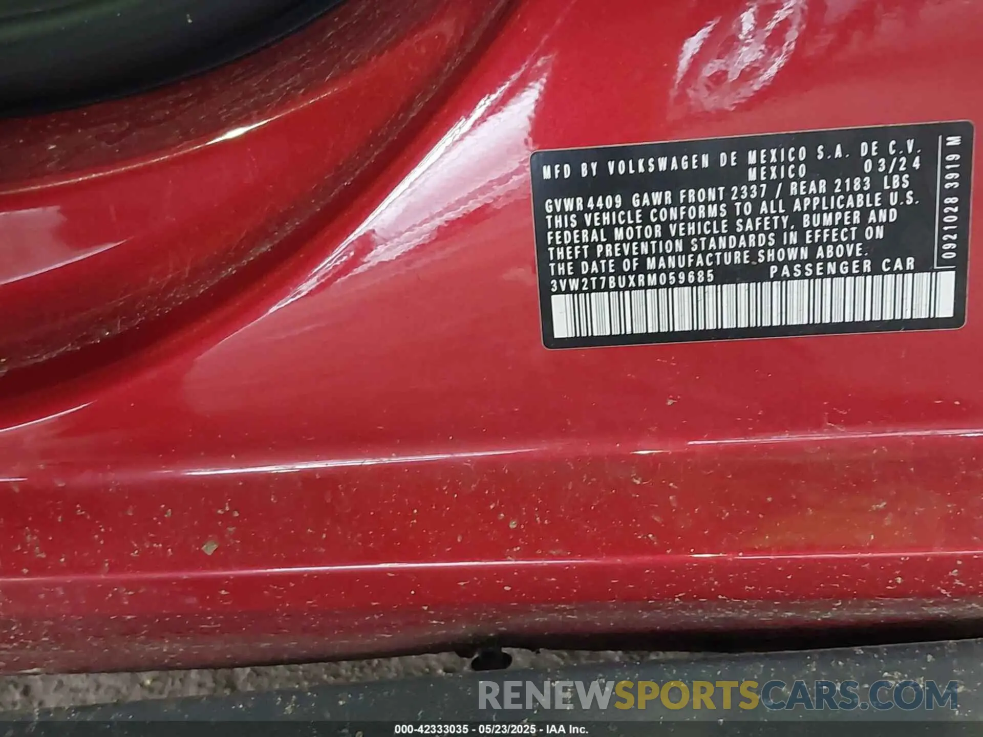 9 fotografías del automóvil dañado 3VW2T7BUXRM059685 VOLKSWAGEN JETTA GLI 2024