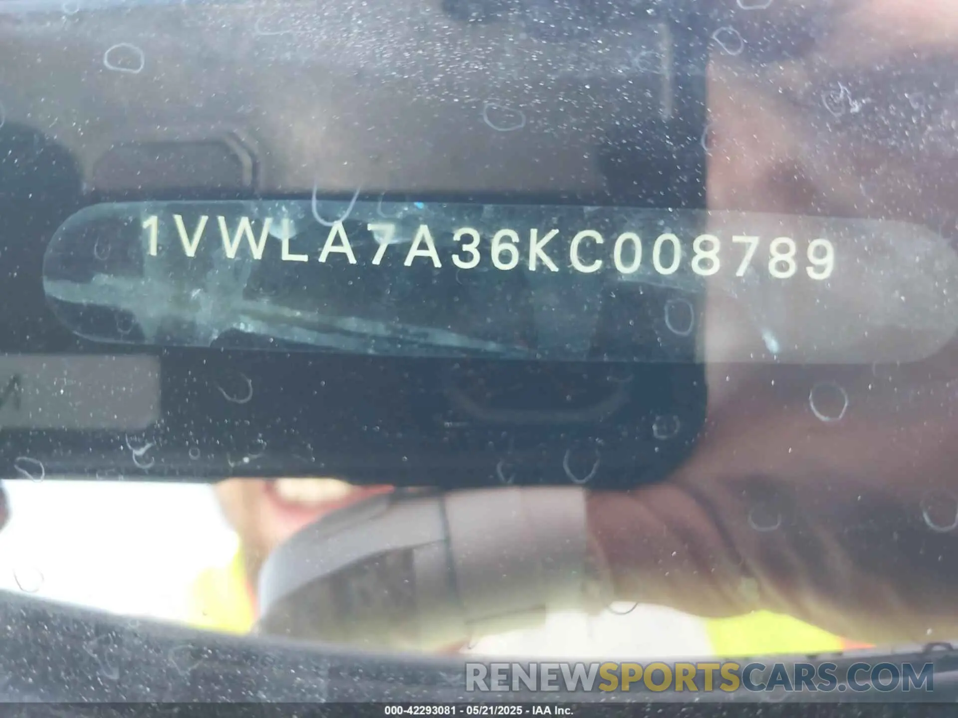 9 fotografías del automóvil dañado 1VWLA7A36KC008789 VOLKSWAGEN PASSAT 2019