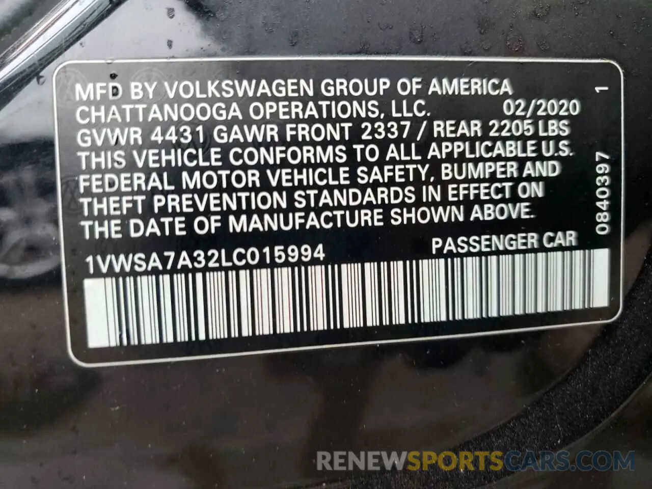 12 fotografías del automóvil dañado 1VWSA7A32LC015994 VOLKSWAGEN PASSAT 2020