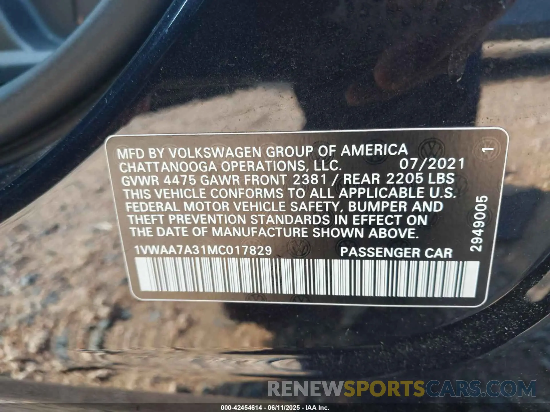 9 fotografías del automóvil dañado 1VWAA7A31MC017829 VOLKSWAGEN PASSAT 2021