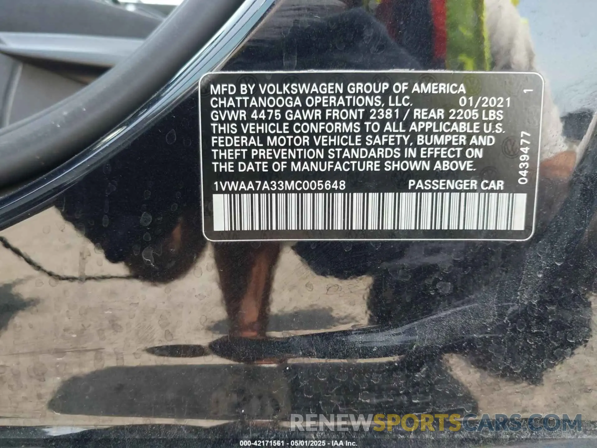 9 fotografías del automóvil dañado 1VWAA7A33MC005648 VOLKSWAGEN PASSAT 2021