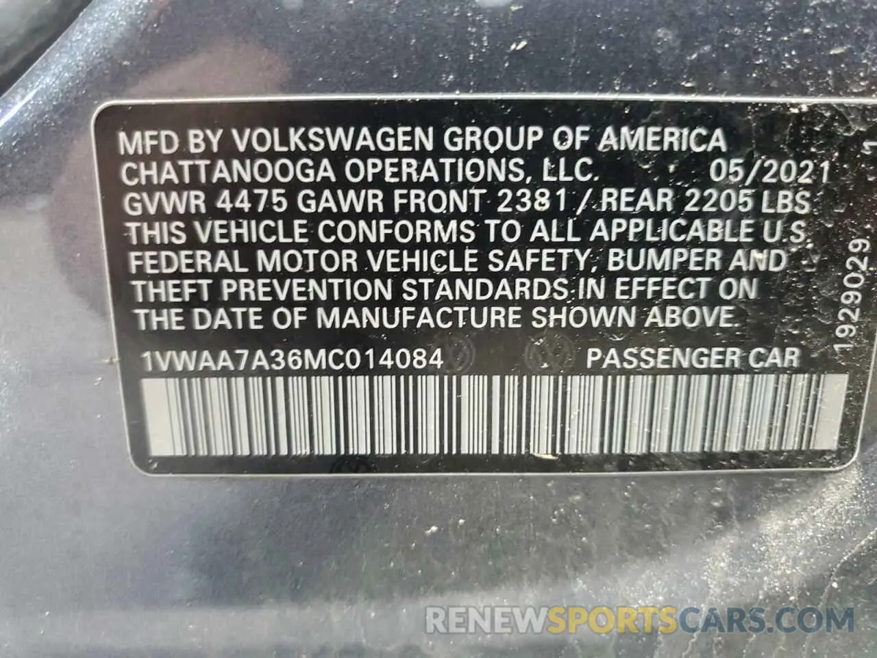 12 fotografías del automóvil dañado 1VWAA7A36MC014084 VOLKSWAGEN PASSAT 2021