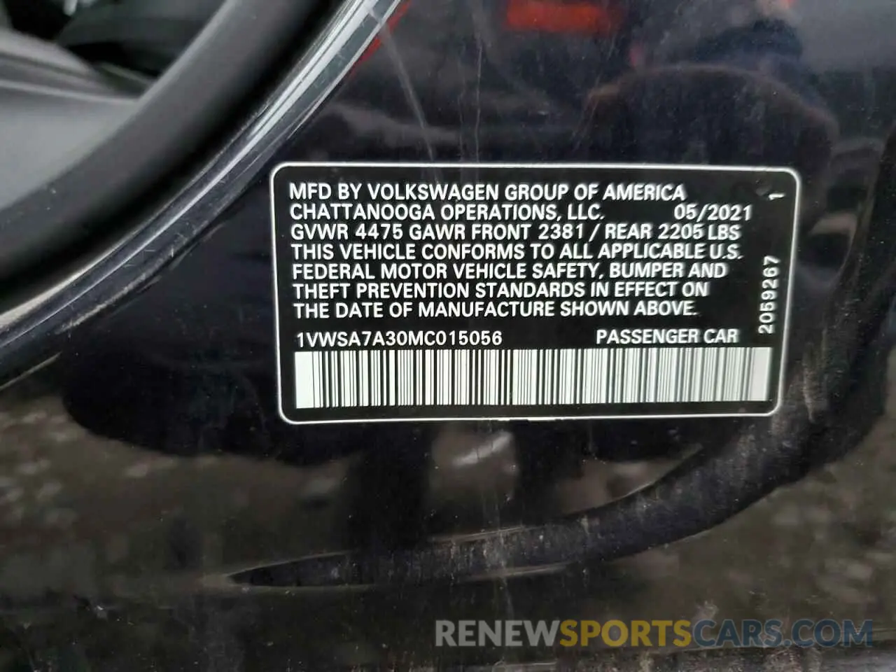 12 fotografías del automóvil dañado 1VWSA7A30MC015056 VOLKSWAGEN PASSAT 2021