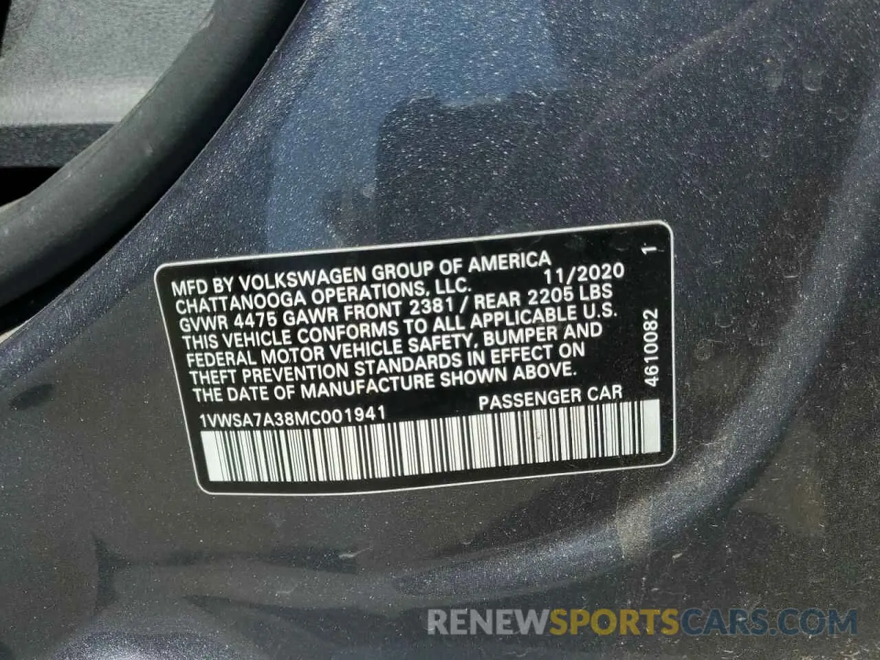 13 fotografías del automóvil dañado 1VWSA7A38MC001941 VOLKSWAGEN PASSAT 2021
