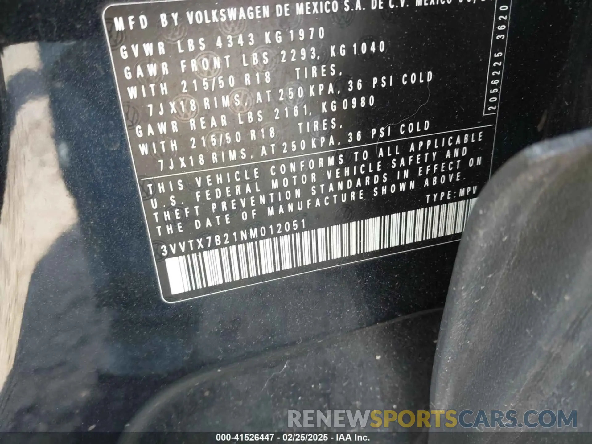 9 fotografías del automóvil dañado 3VVTX7B21NM012051 VOLKSWAGEN TAOS 2022