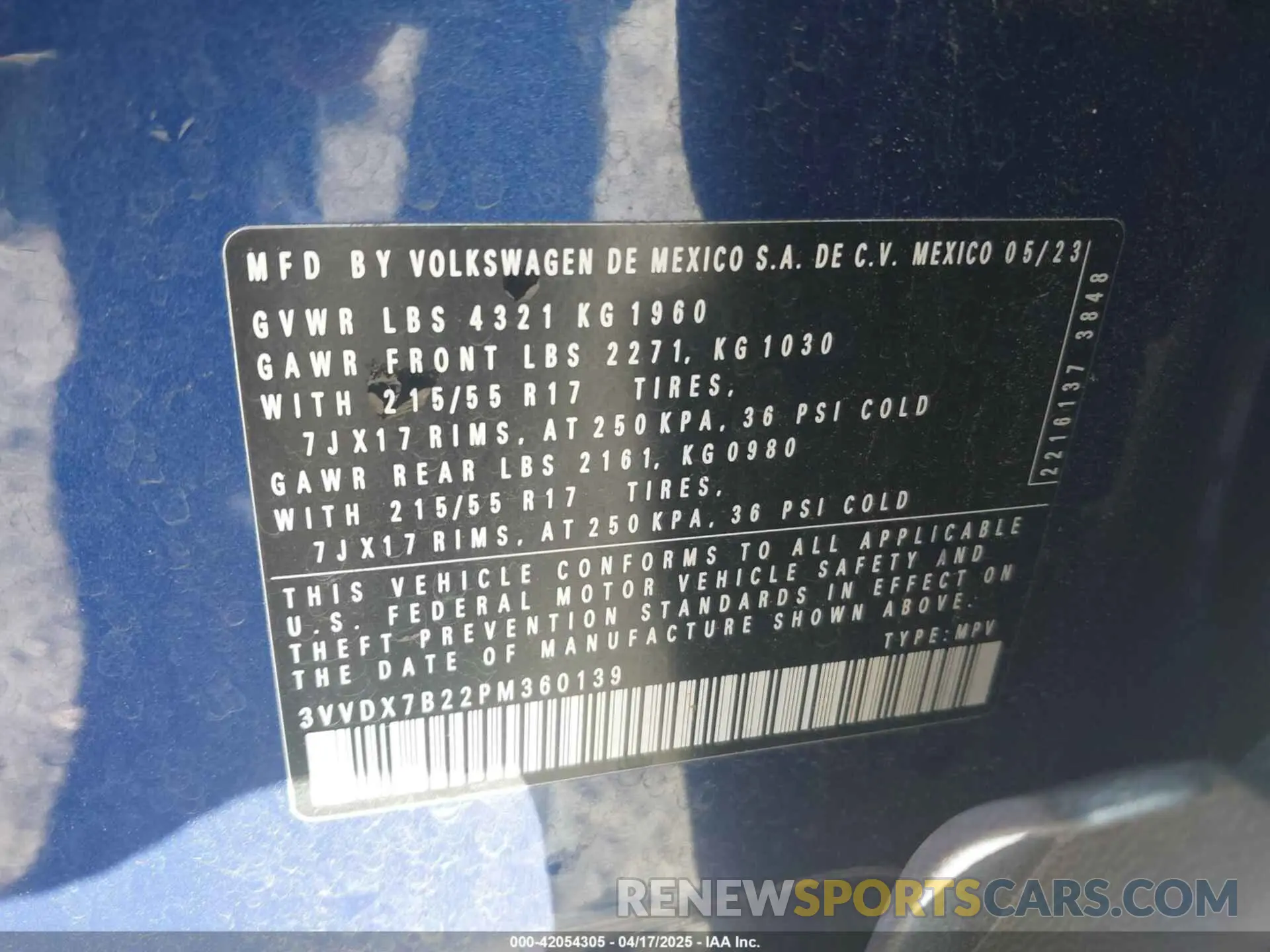 9 fotografías del automóvil dañado 3VVDX7B22PM360139 VOLKSWAGEN TAOS 2023