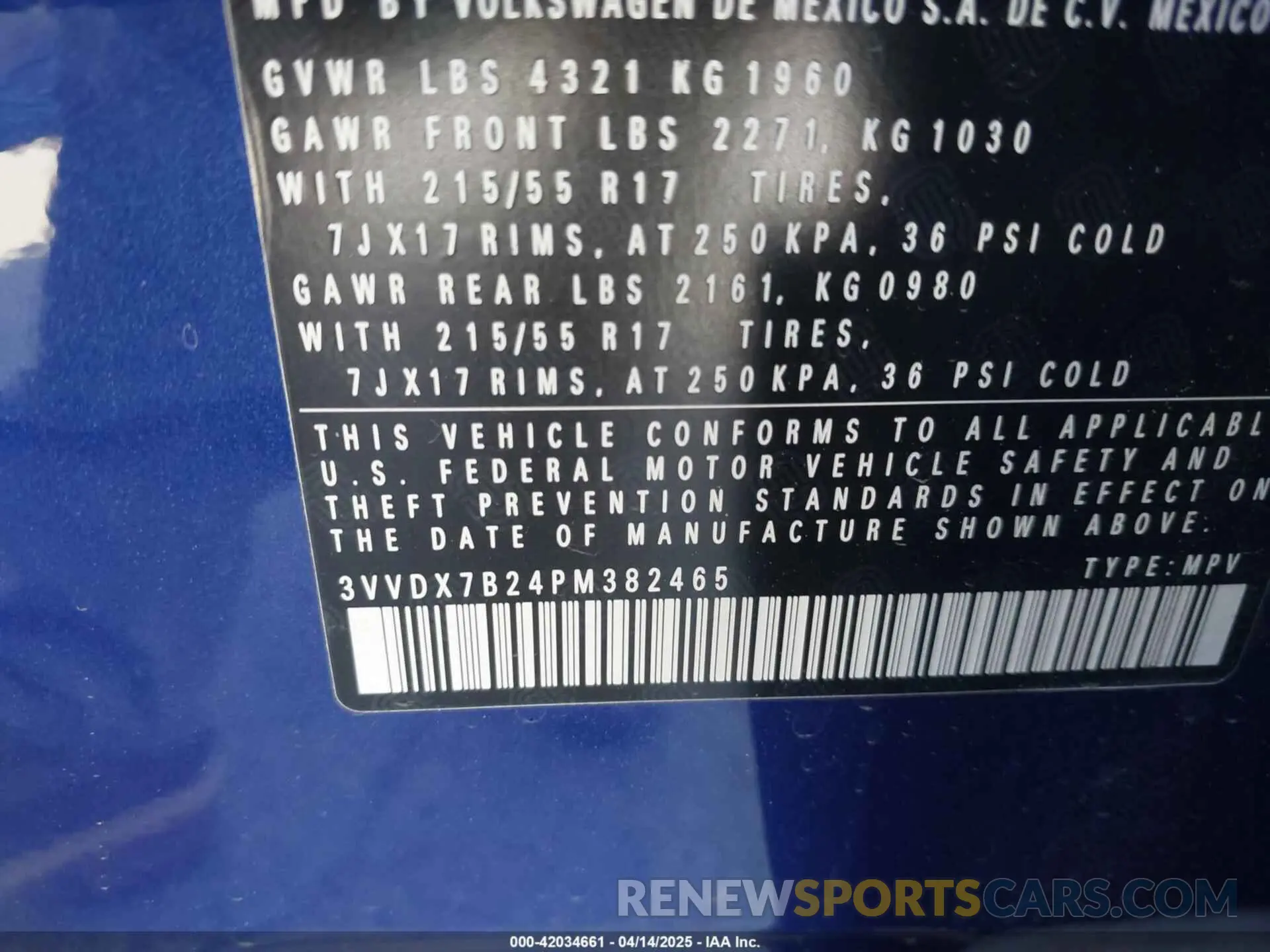 9 fotografías del automóvil dañado 3VVDX7B24PM382465 VOLKSWAGEN TAOS 2023