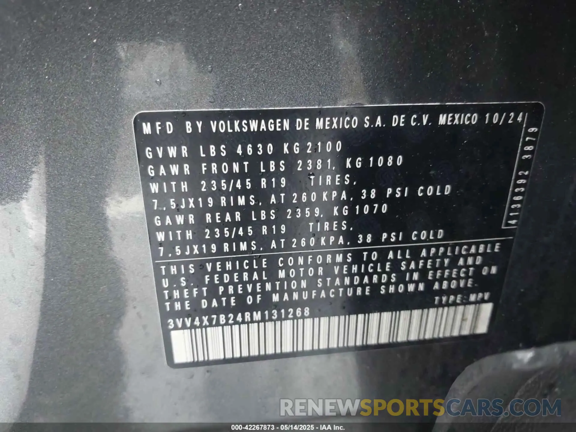 9 fotografías del automóvil dañado 3VV4X7B24RM131268 VOLKSWAGEN TAOS 2024