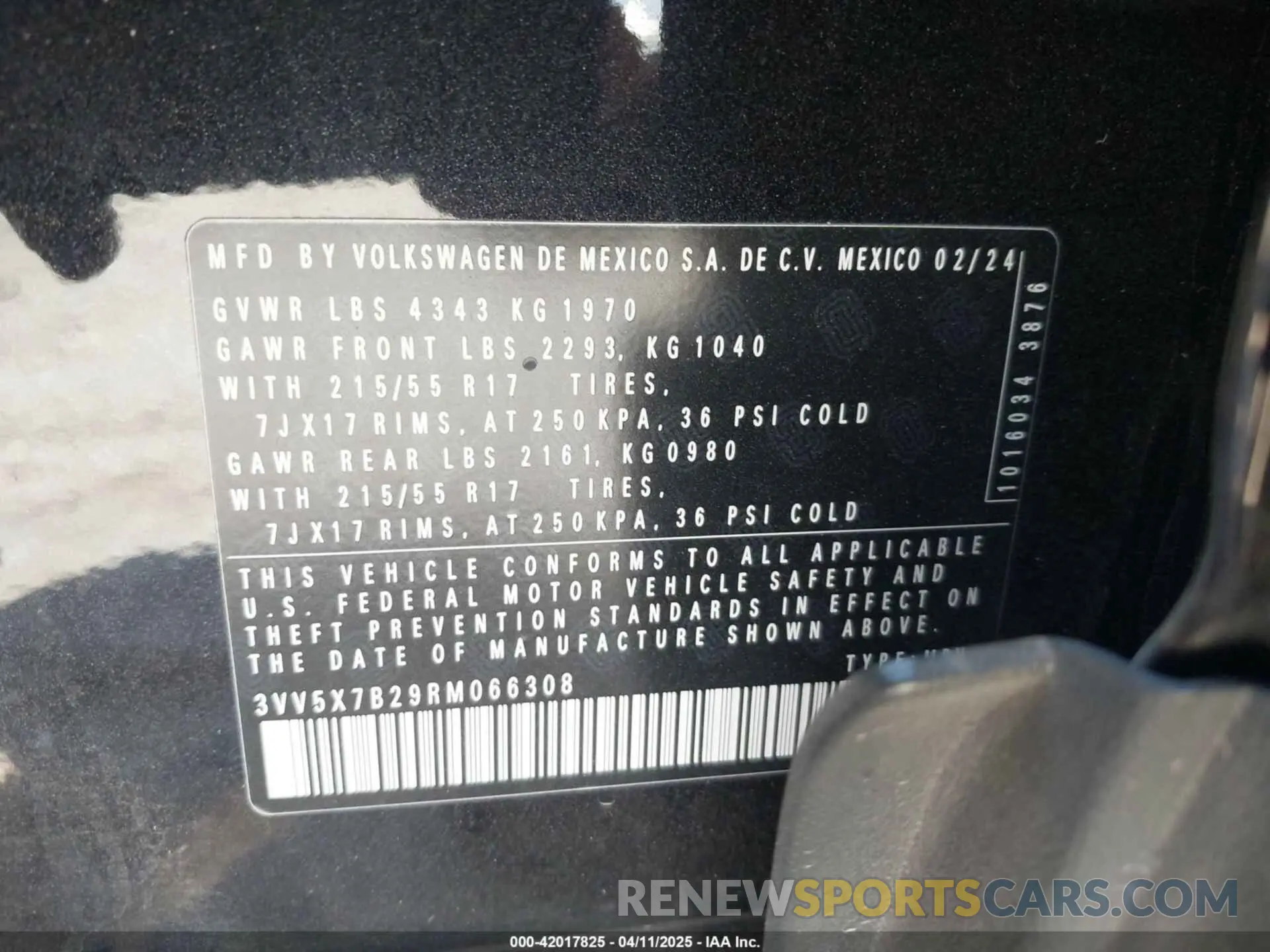 9 fotografías del automóvil dañado 3VV5X7B29RM066308 VOLKSWAGEN TAOS 2024