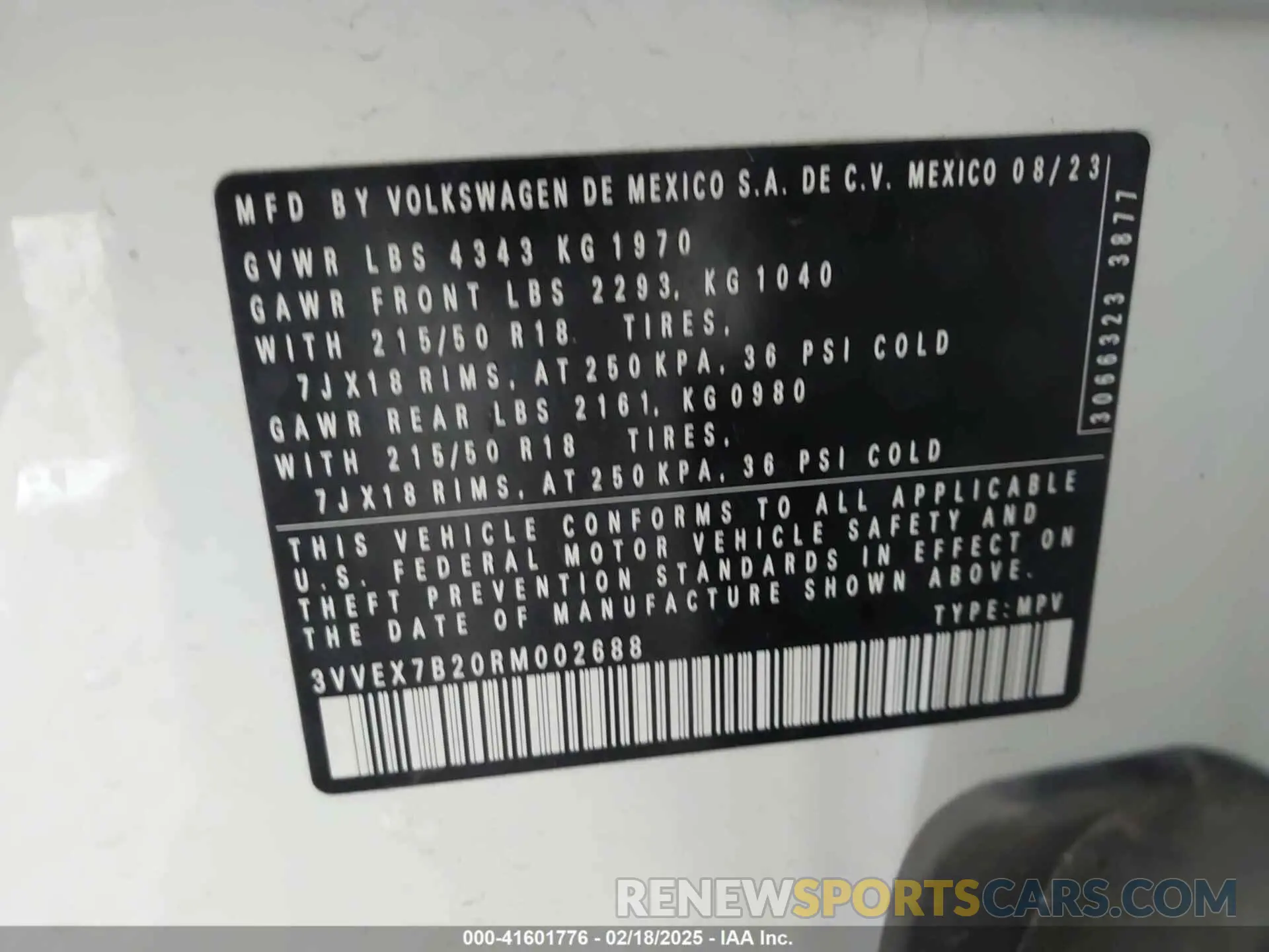 9 fotografías del automóvil dañado 3VVEX7B20RM002688 VOLKSWAGEN TAOS 2024