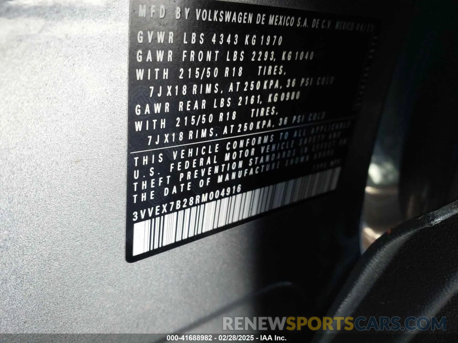 9 fotografías del automóvil dañado 3VVEX7B28RM004916 VOLKSWAGEN TAOS 2024