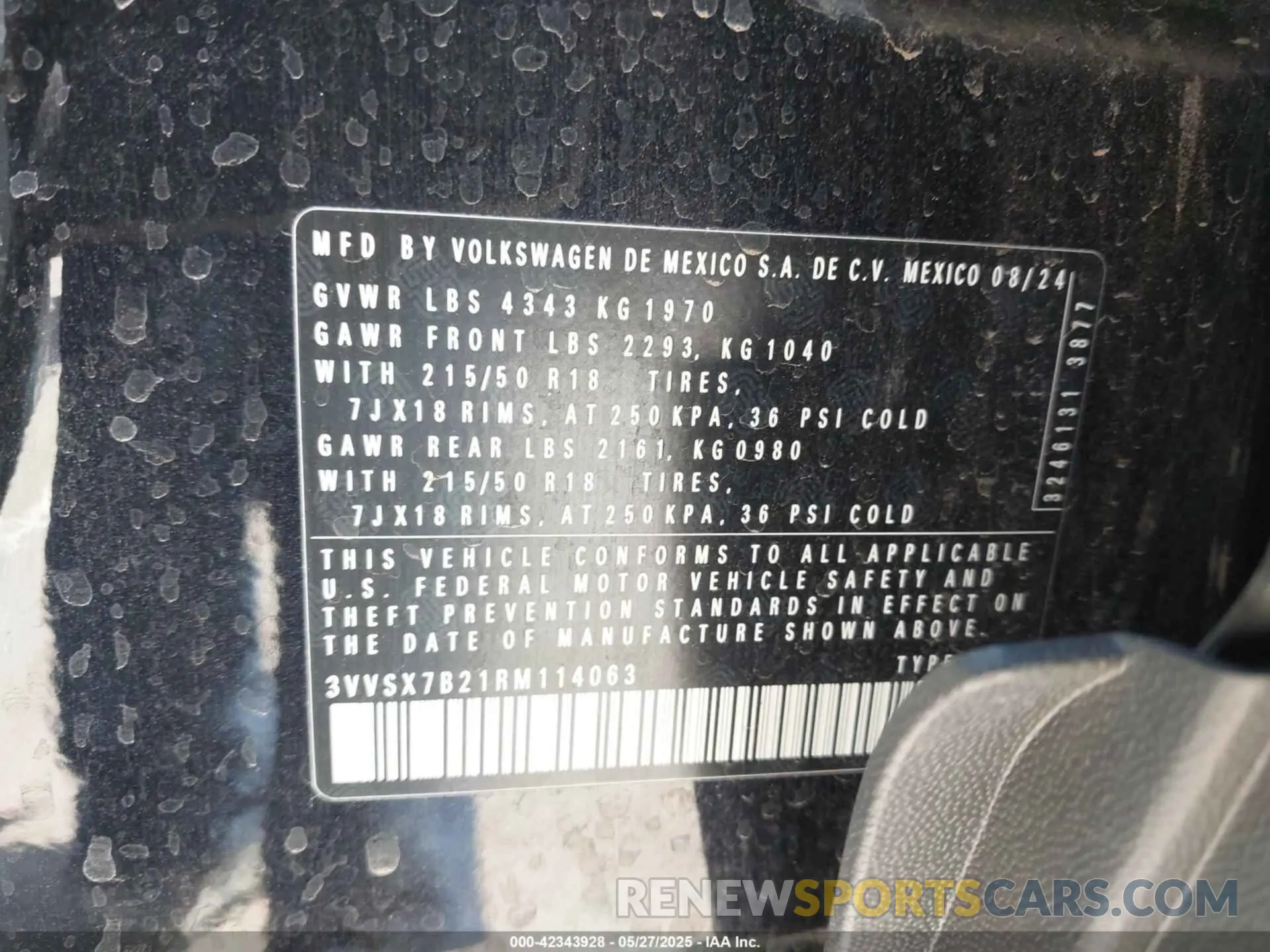 9 fotografías del automóvil dañado 3VVSX7B21RM114063 VOLKSWAGEN TAOS 2024