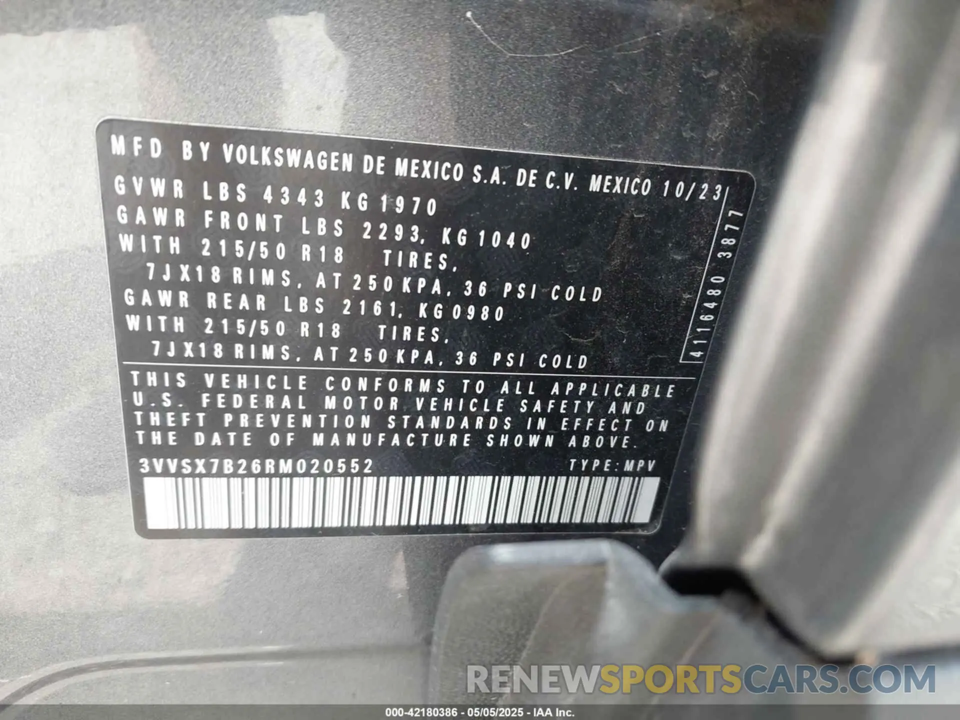 9 fotografías del automóvil dañado 3VVSX7B26RM020552 VOLKSWAGEN TAOS 2024