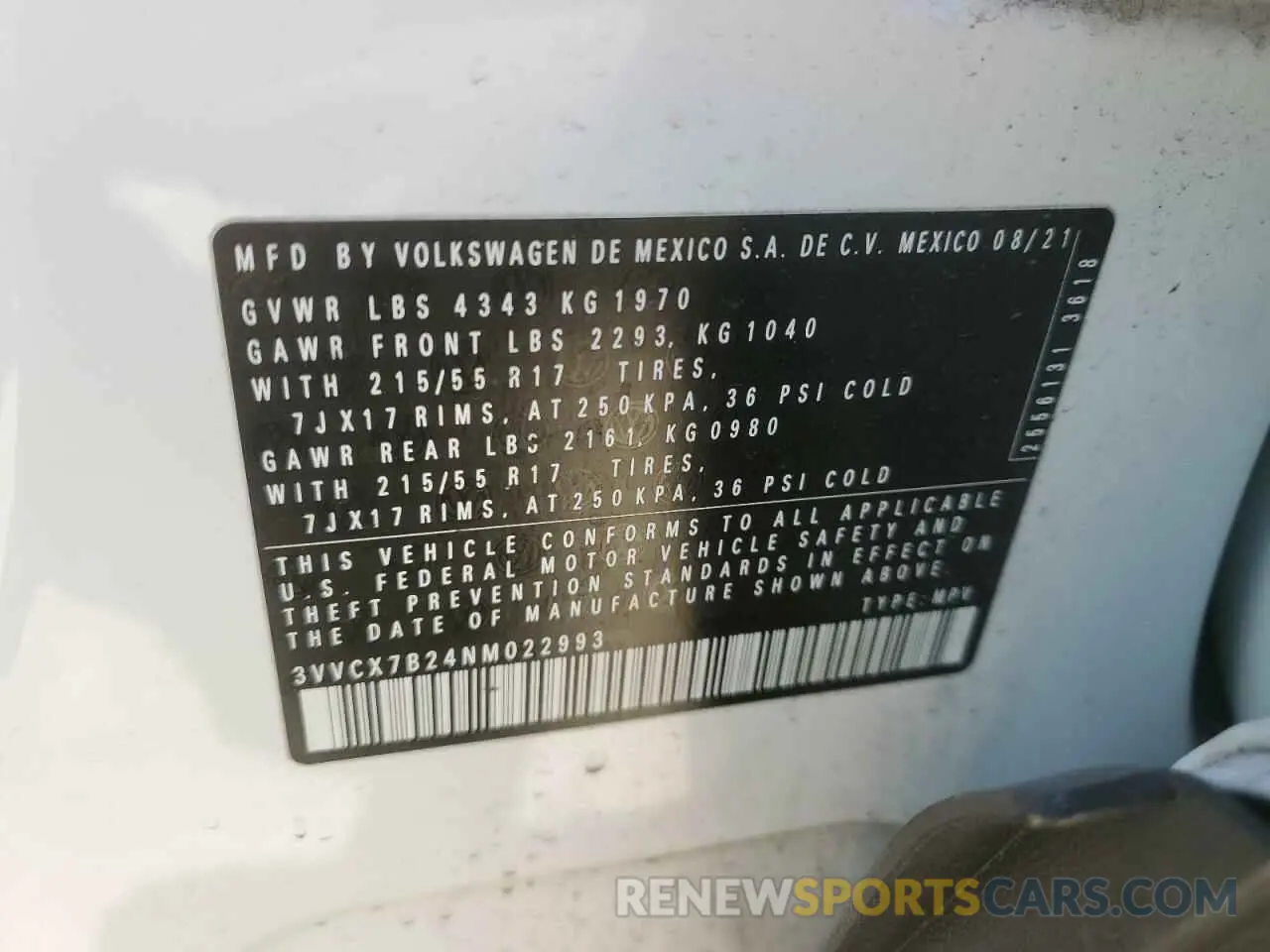 13 fotografías del automóvil dañado 3VVCX7B24NM022993 VOLKSWAGEN TAOS S 2022