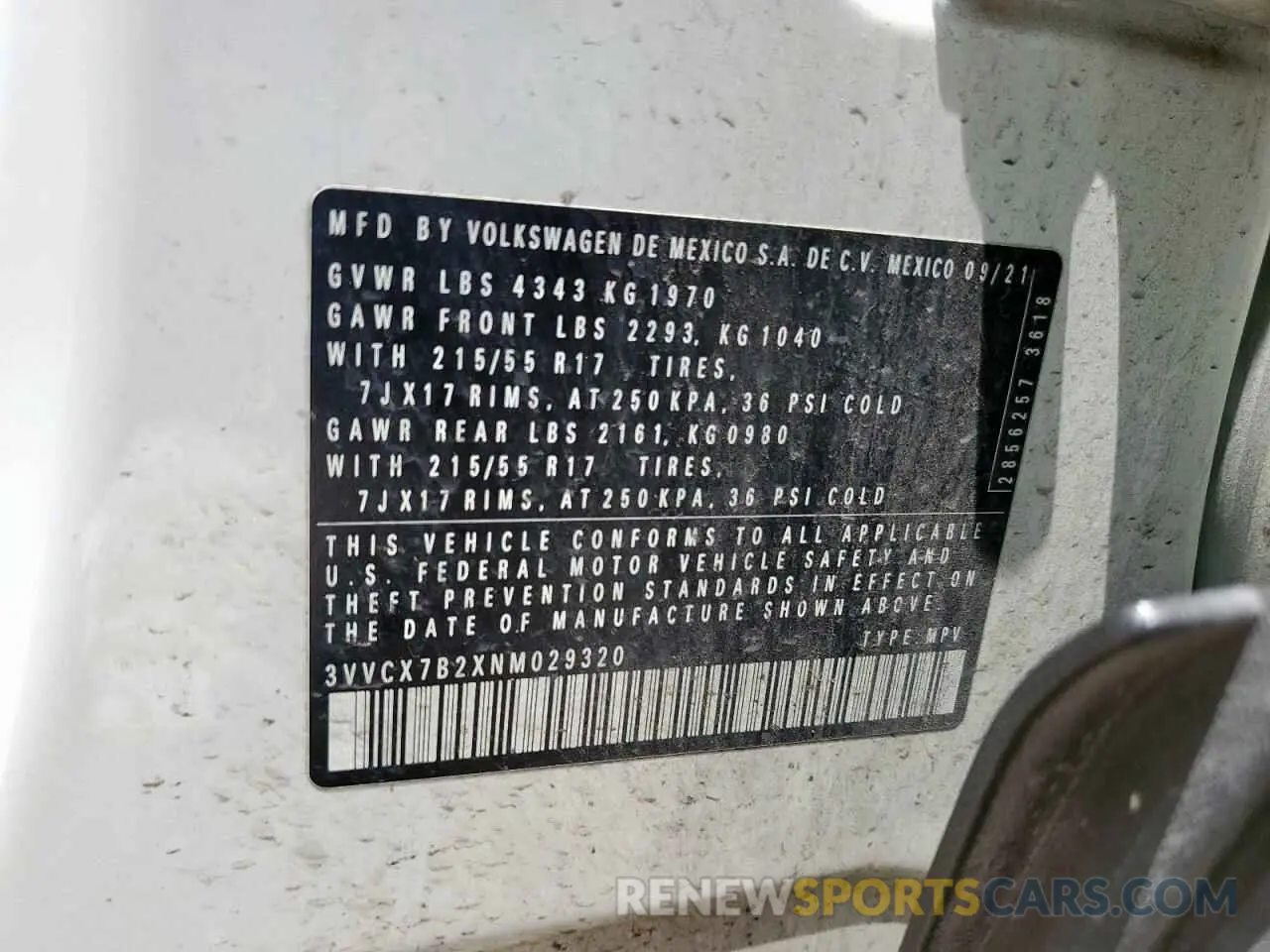 13 fotografías del automóvil dañado 3VVCX7B2XNM029320 VOLKSWAGEN TAOS S 2022
