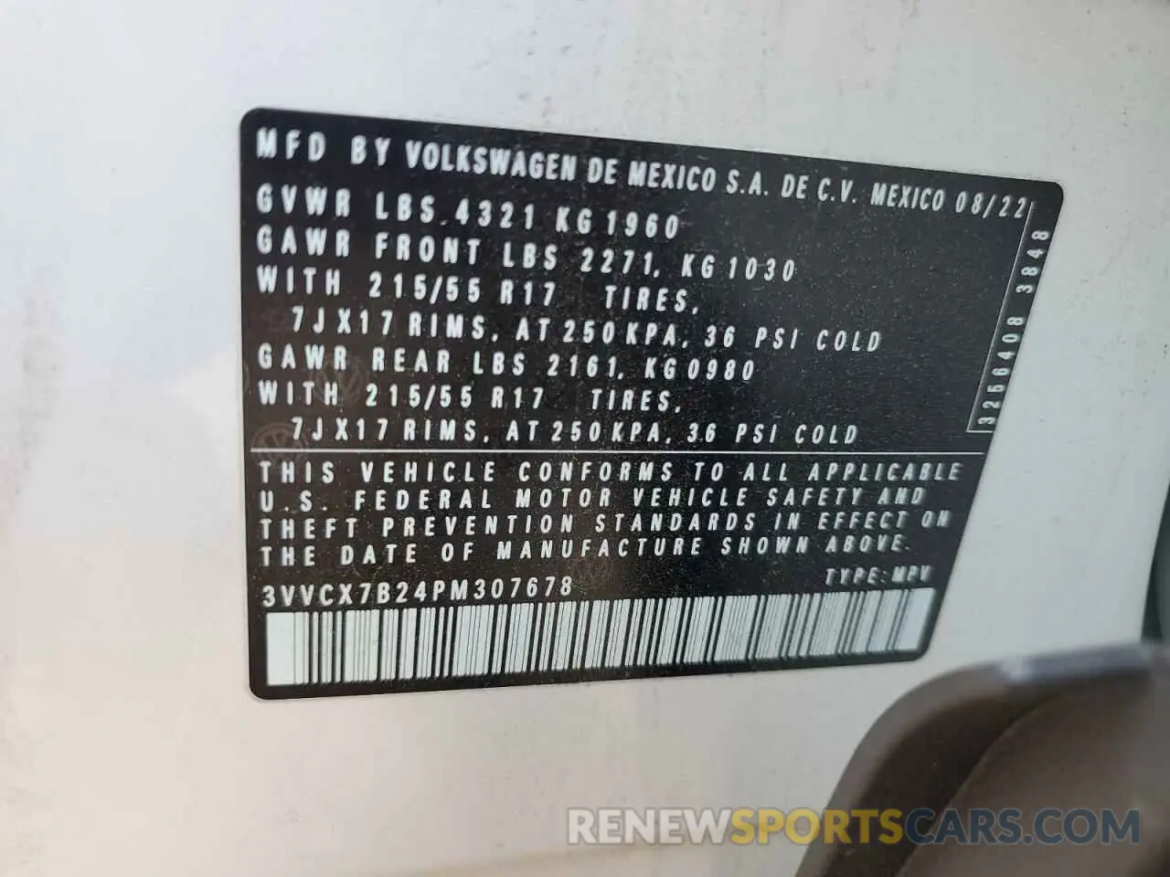 12 fotografías del automóvil dañado 3VVCX7B24PM307678 VOLKSWAGEN TAOS S 2023