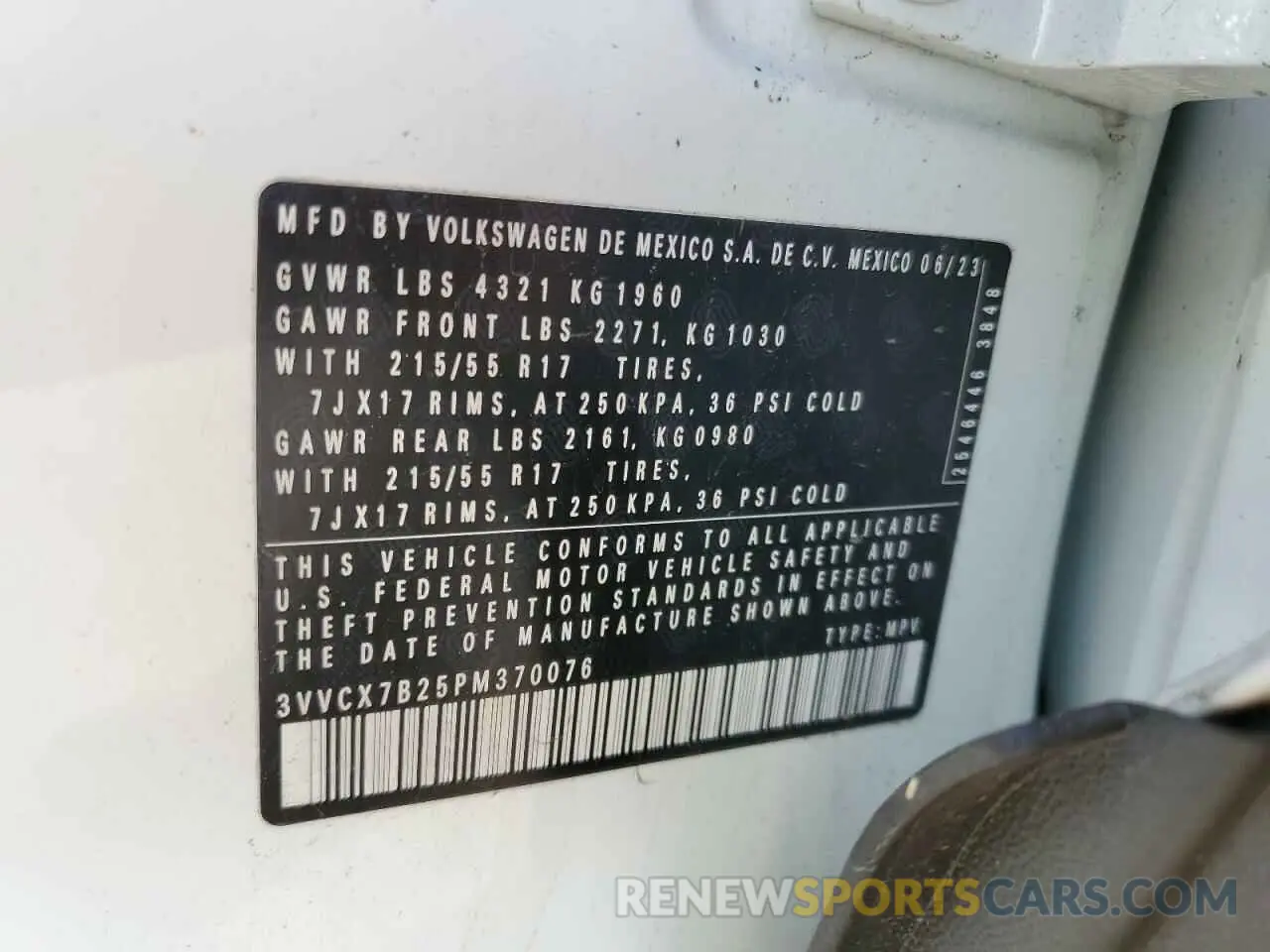 13 fotografías del automóvil dañado 3VVCX7B25PM370076 VOLKSWAGEN TAOS S 2023