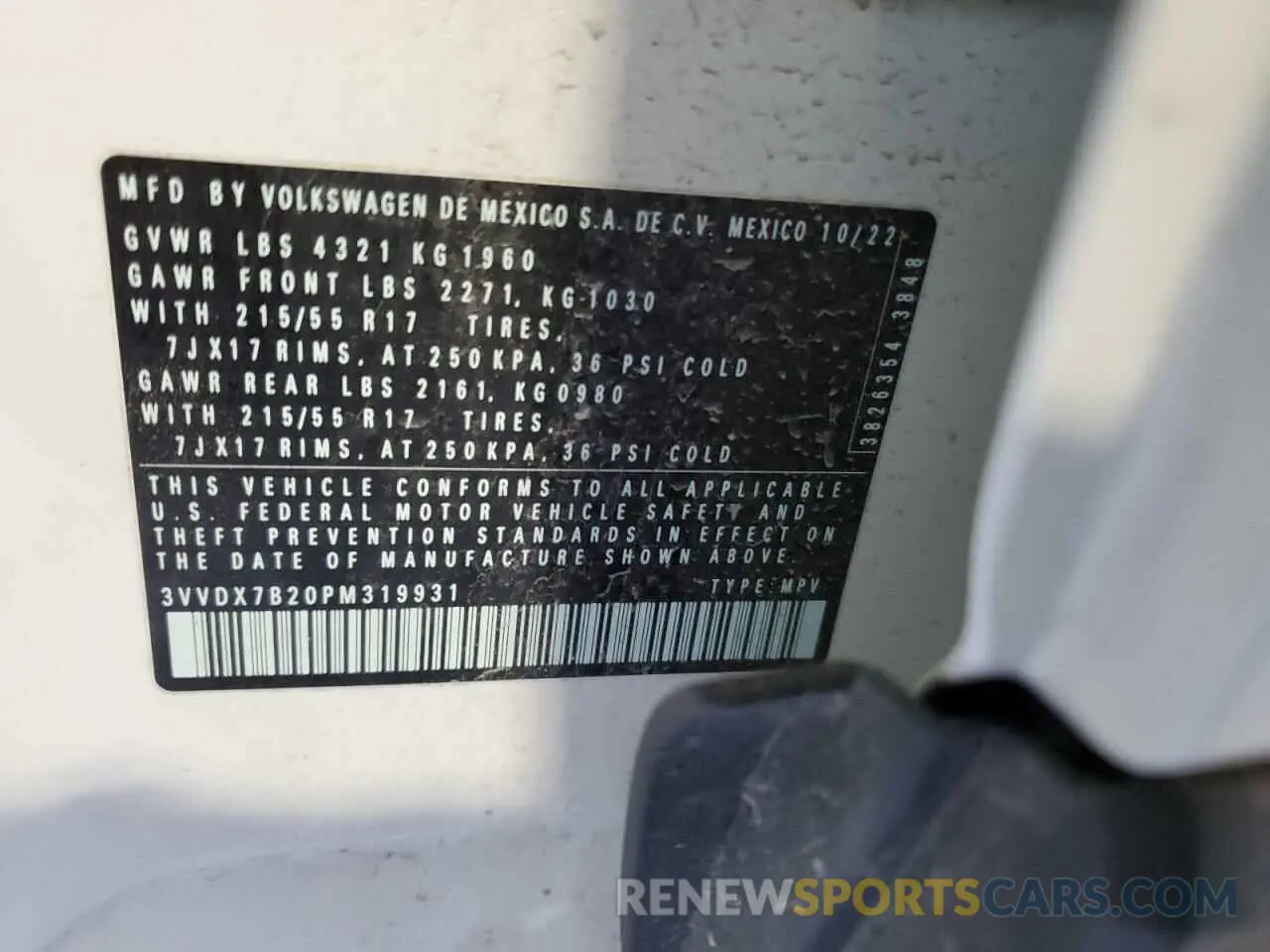 13 fotografías del automóvil dañado 3VVDX7B20PM319931 VOLKSWAGEN TAOS S 2023