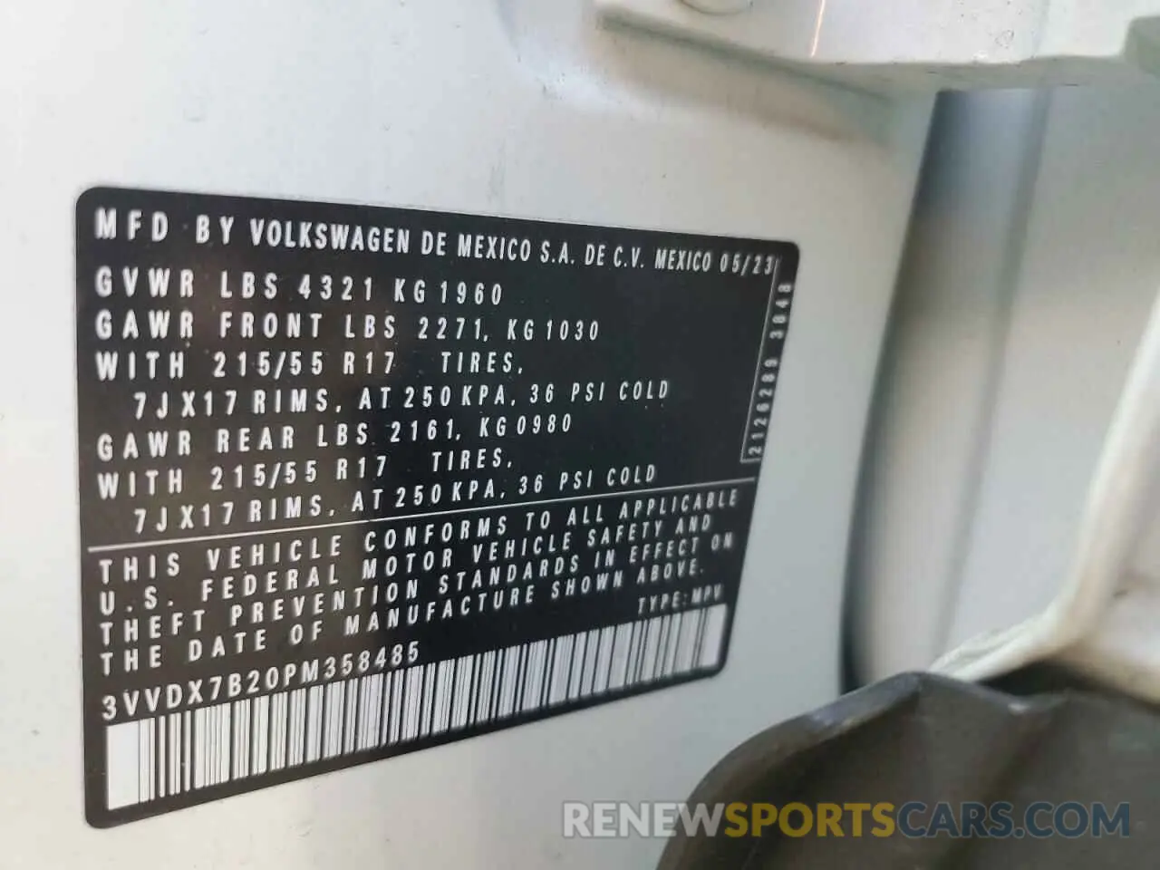 15 fotografías del automóvil dañado 3VVDX7B20PM358485 VOLKSWAGEN TAOS S 2023