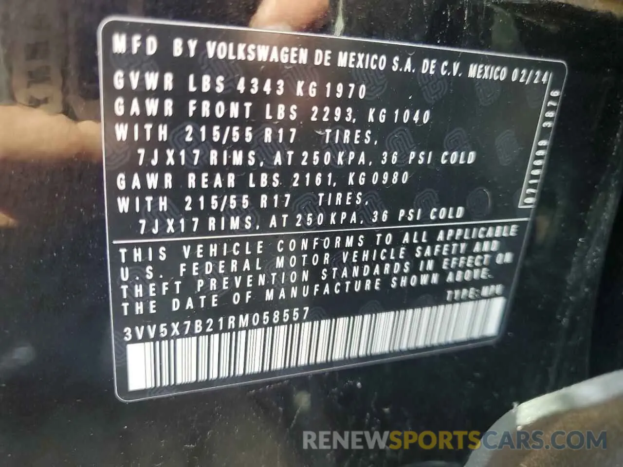 13 fotografías del automóvil dañado 3VV5X7B21RM058557 VOLKSWAGEN TAOS S 2024