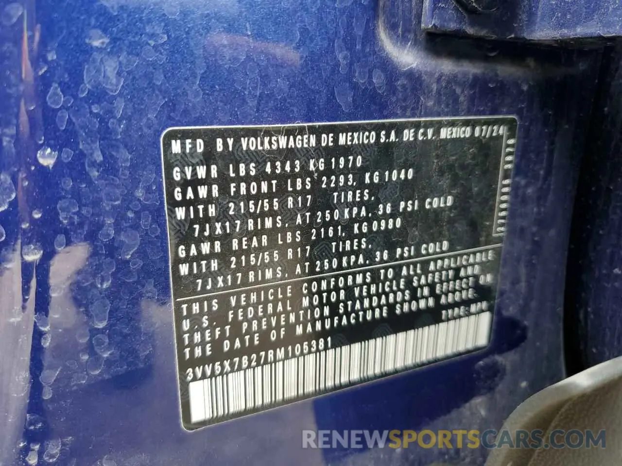 13 fotografías del automóvil dañado 3VV5X7B27RM105381 VOLKSWAGEN TAOS S 2024