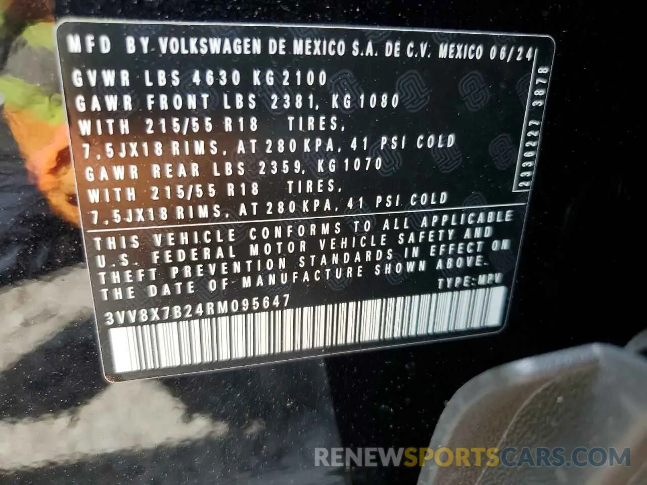 13 fotografías del automóvil dañado 3VV8X7B24RM095647 VOLKSWAGEN TAOS S 2024