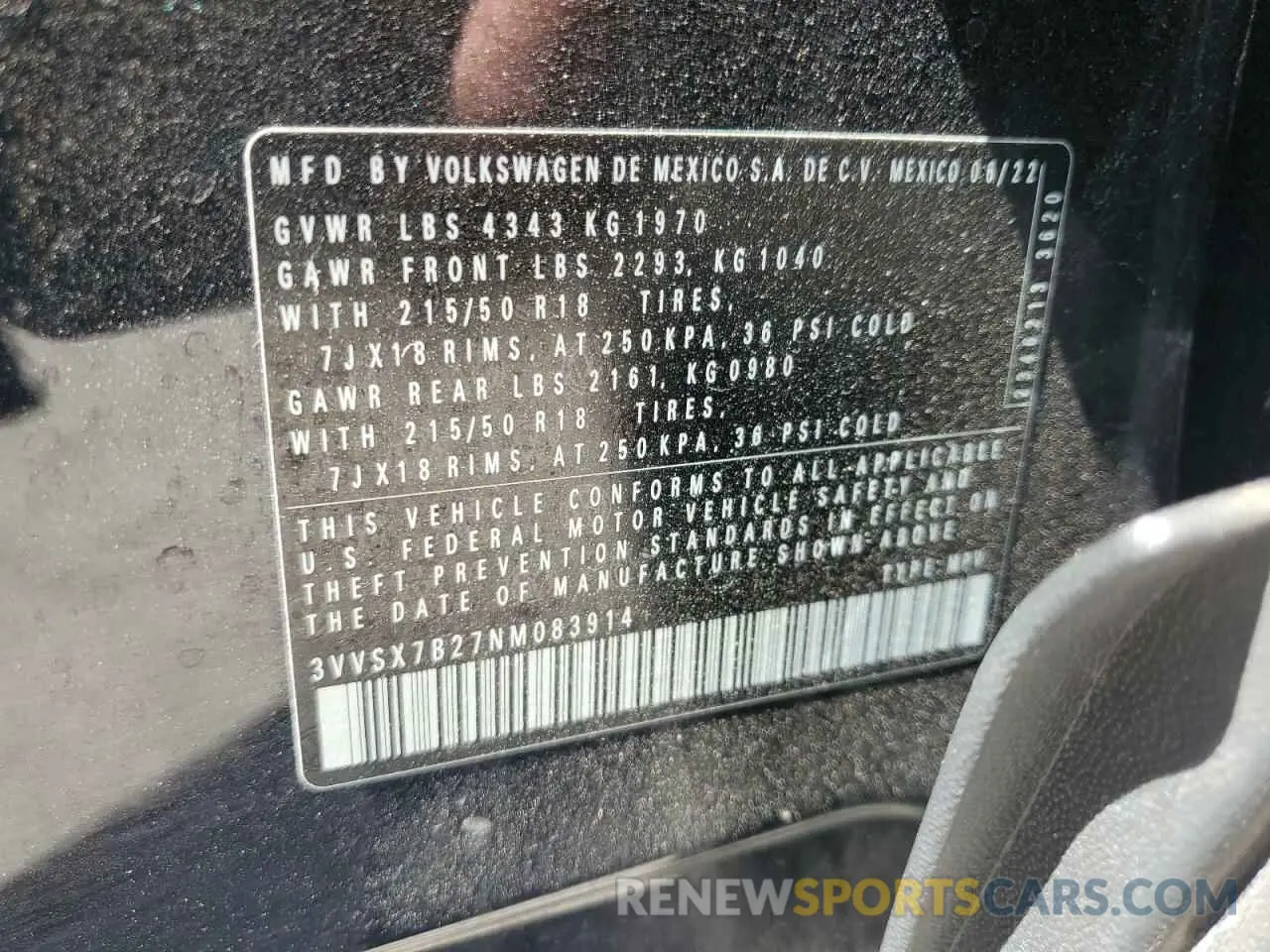 13 fotografías del automóvil dañado 3VVSX7B27NM083914 VOLKSWAGEN TAOS SE 2022