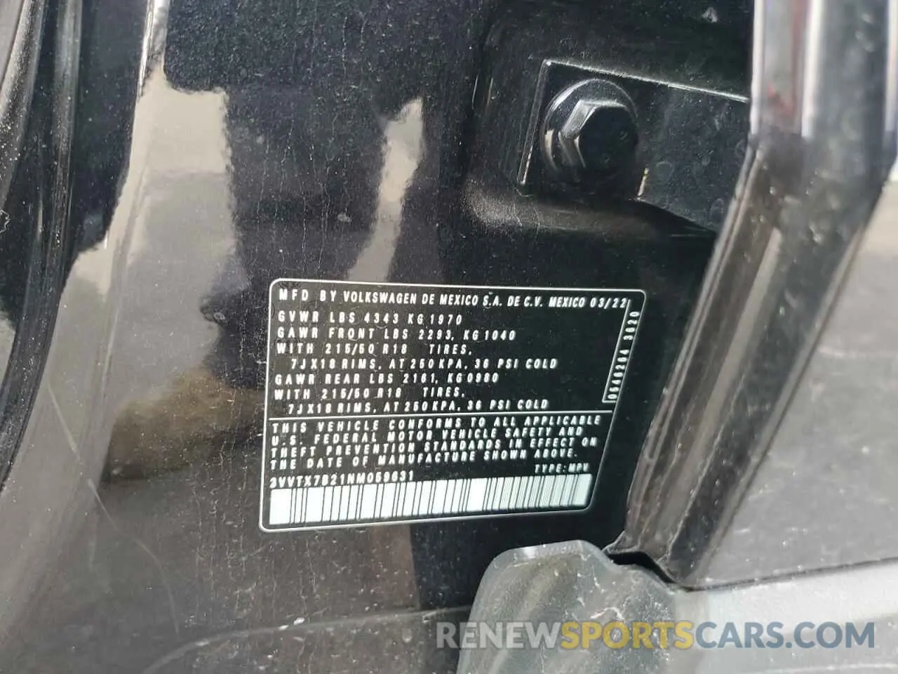 15 fotografías del automóvil dañado 3VVTX7B21NM059631 VOLKSWAGEN TAOS SE 2022