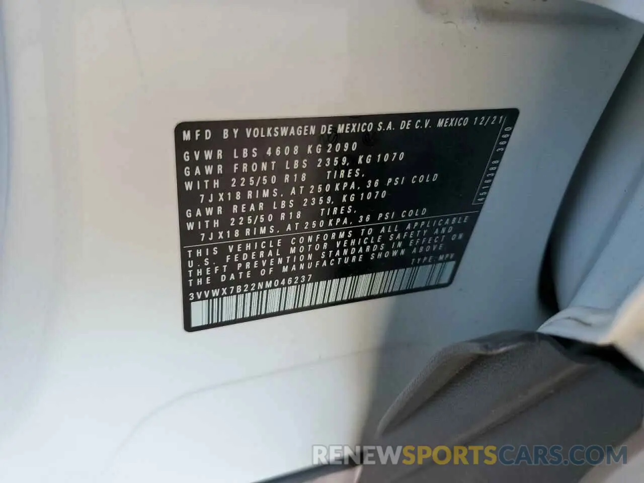 16 fotografías del automóvil dañado 3VVWX7B22NM046237 VOLKSWAGEN TAOS SE 2022
