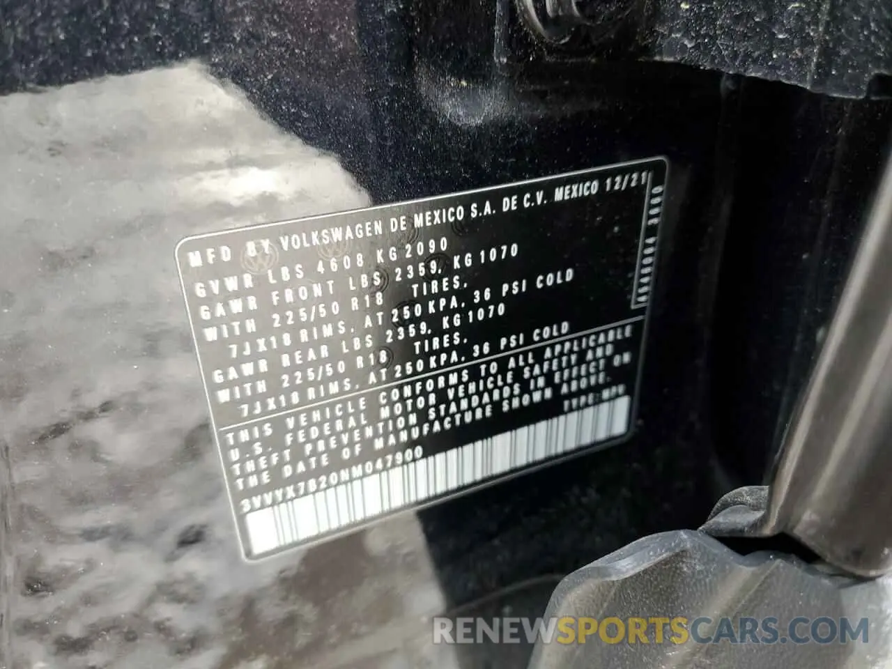 13 fotografías del automóvil dañado 3VVYX7B20NM047900 VOLKSWAGEN TAOS SE 2022
