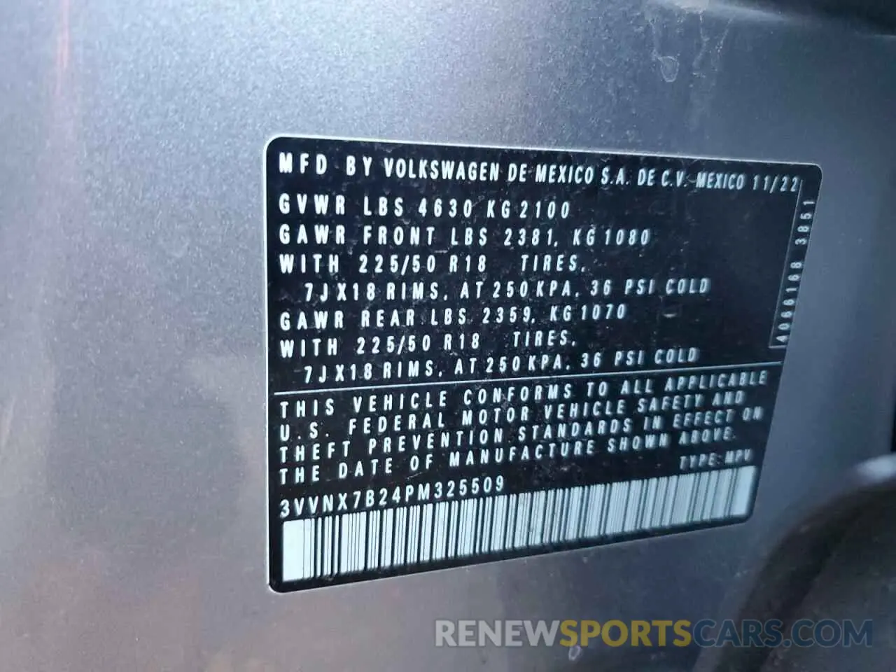13 fotografías del automóvil dañado 3VVNX7B24PM325509 VOLKSWAGEN TAOS SE 2023
