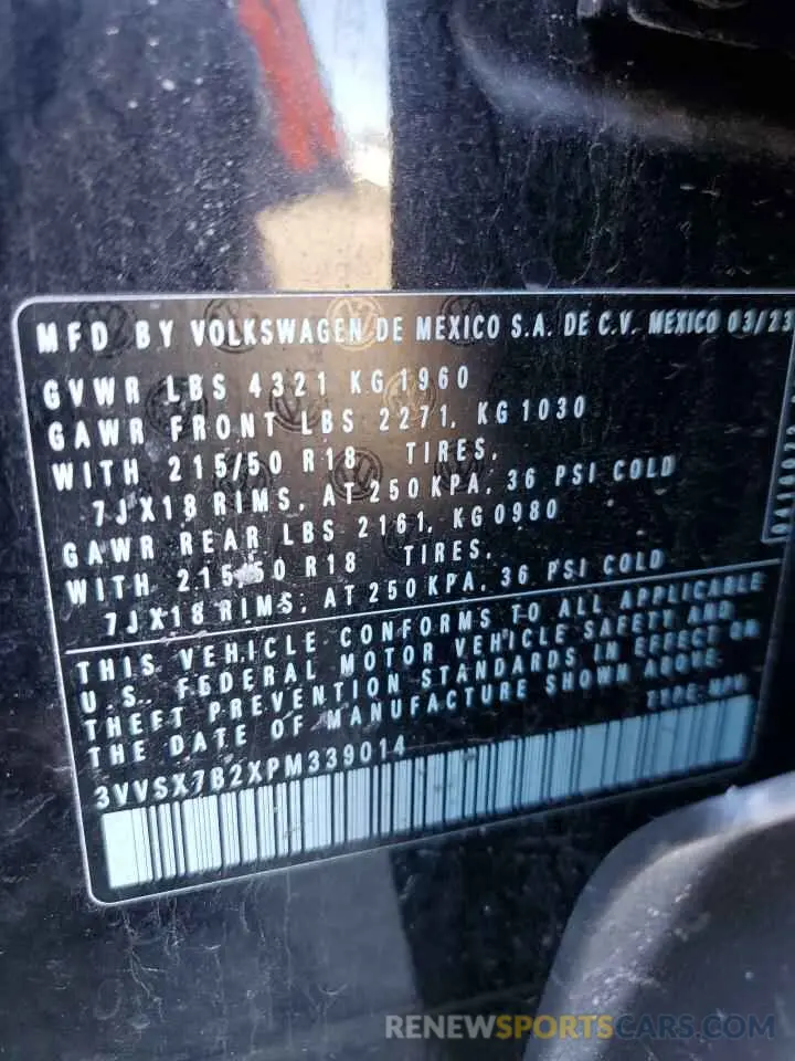 13 fotografías del automóvil dañado 3VVSX7B2XPM339014 VOLKSWAGEN TAOS SE 2023