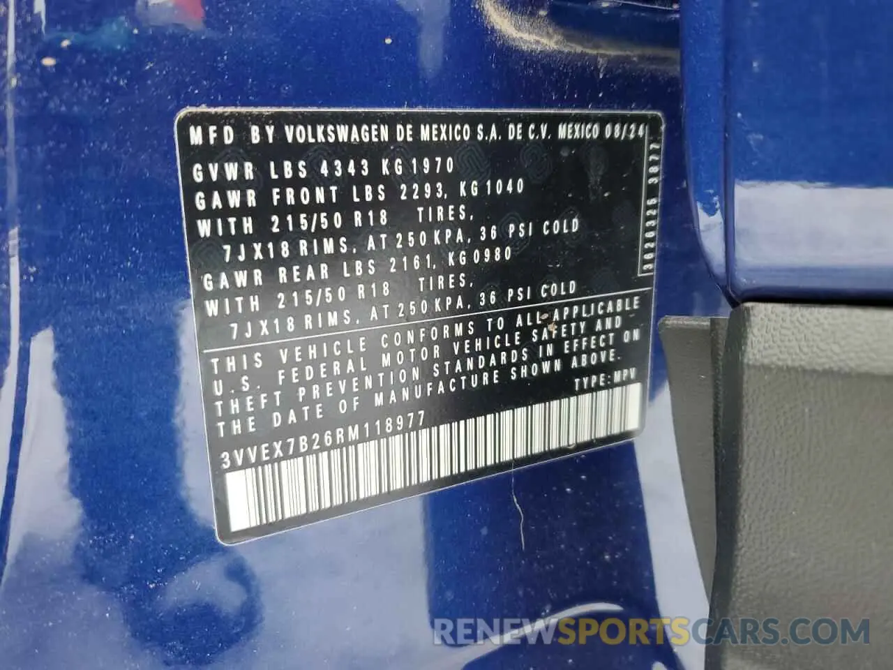 13 fotografías del automóvil dañado 3VVEX7B26RM118977 VOLKSWAGEN TAOS SE 2024