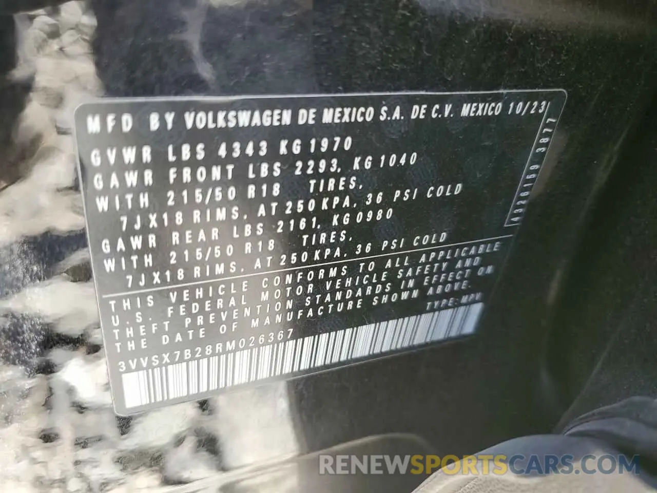 12 fotografías del automóvil dañado 3VVSX7B28RM026367 VOLKSWAGEN TAOS SE 2024