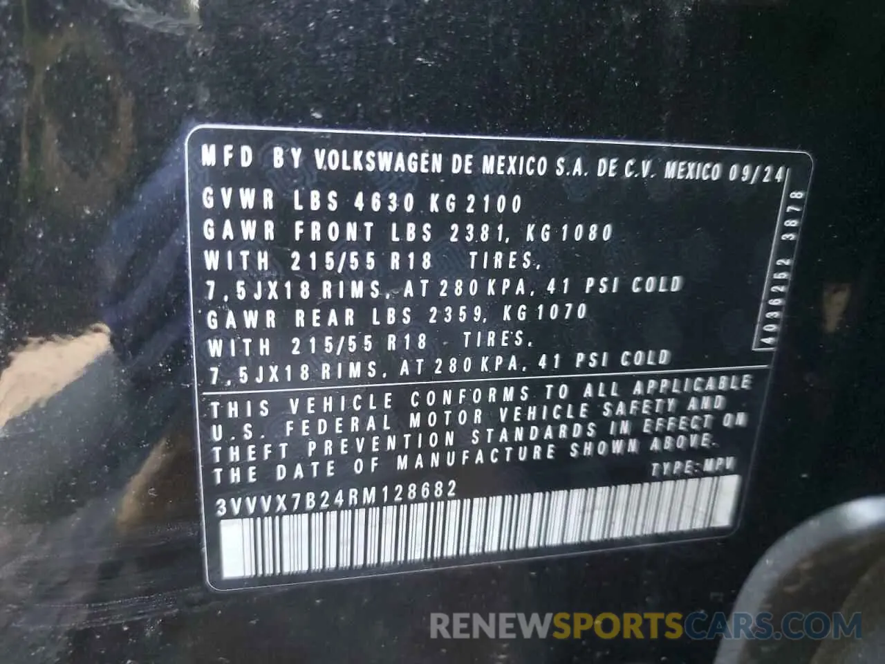 13 fotografías del automóvil dañado 3VVVX7B24RM128682 VOLKSWAGEN TAOS SE 2024