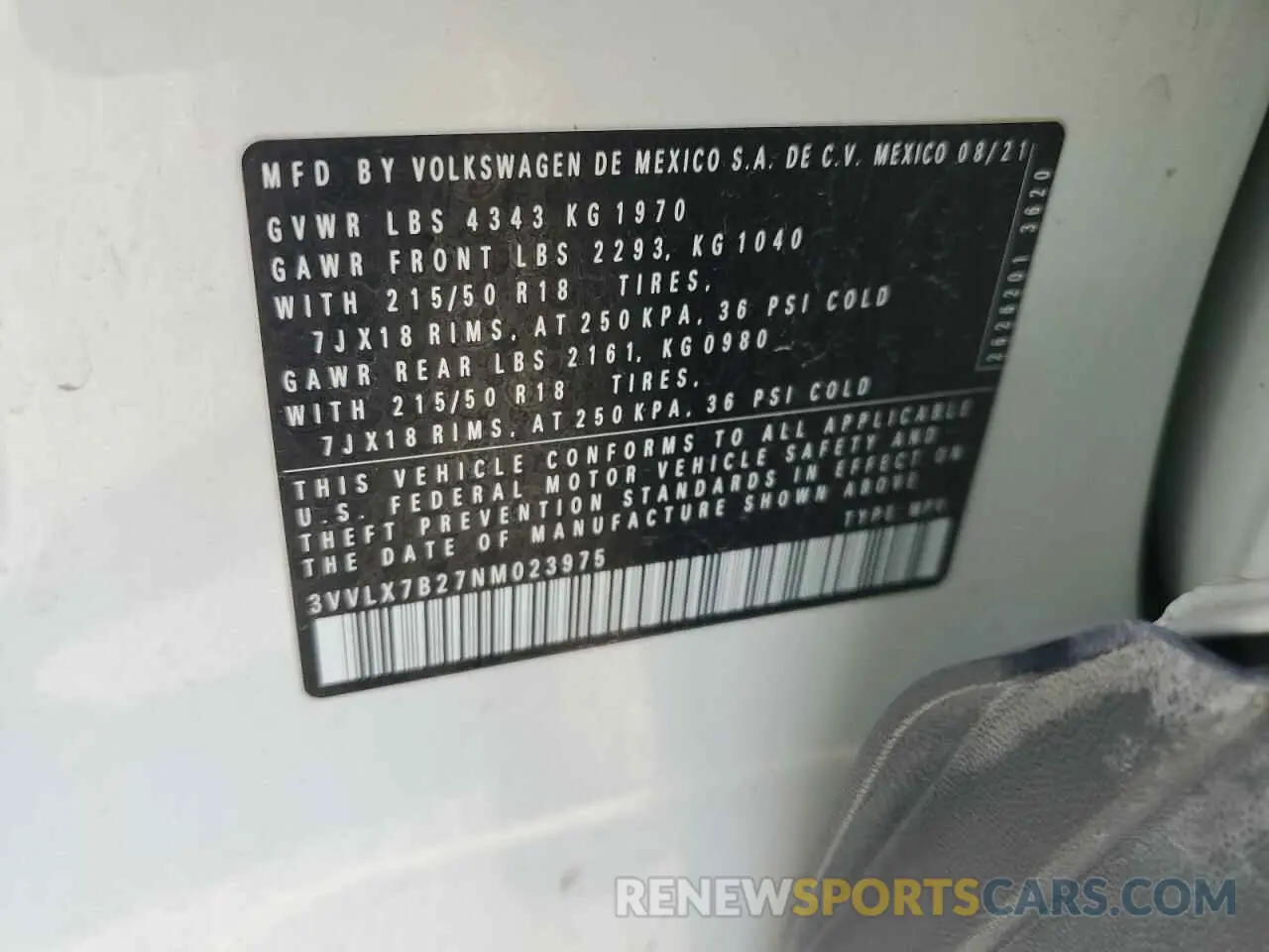 13 fotografías del automóvil dañado 3VVLX7B27NM023975 VOLKSWAGEN TAOS SE IQ 2022