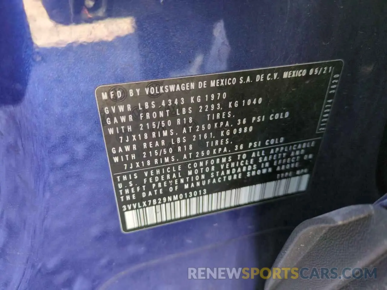 14 fotografías del automóvil dañado 3VVLX7B29NM013013 VOLKSWAGEN TAOS SE IQ 2022