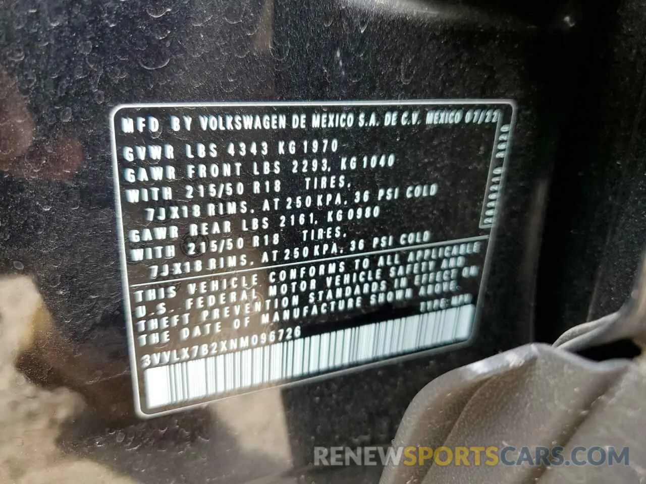 13 fotografías del automóvil dañado 3VVLX7B2XNM096726 VOLKSWAGEN TAOS SE IQ 2022