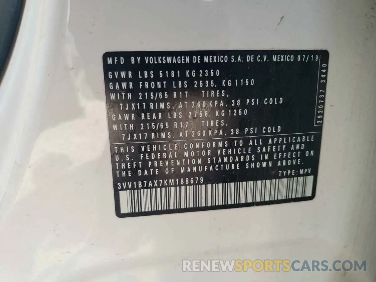13 fotografías del automóvil dañado 3VV1B7AX7KM188679 VOLKSWAGEN TIGUAN 2019