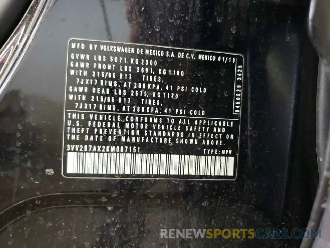 13 fotografías del automóvil dañado 3VV2B7AX2KM087151 VOLKSWAGEN TIGUAN 2019