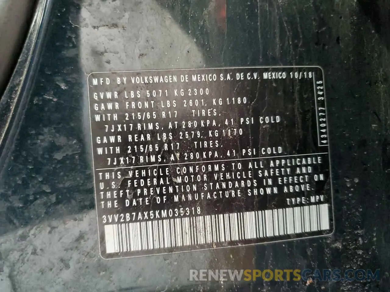 13 fotografías del automóvil dañado 3VV2B7AX5KM035318 VOLKSWAGEN TIGUAN 2019