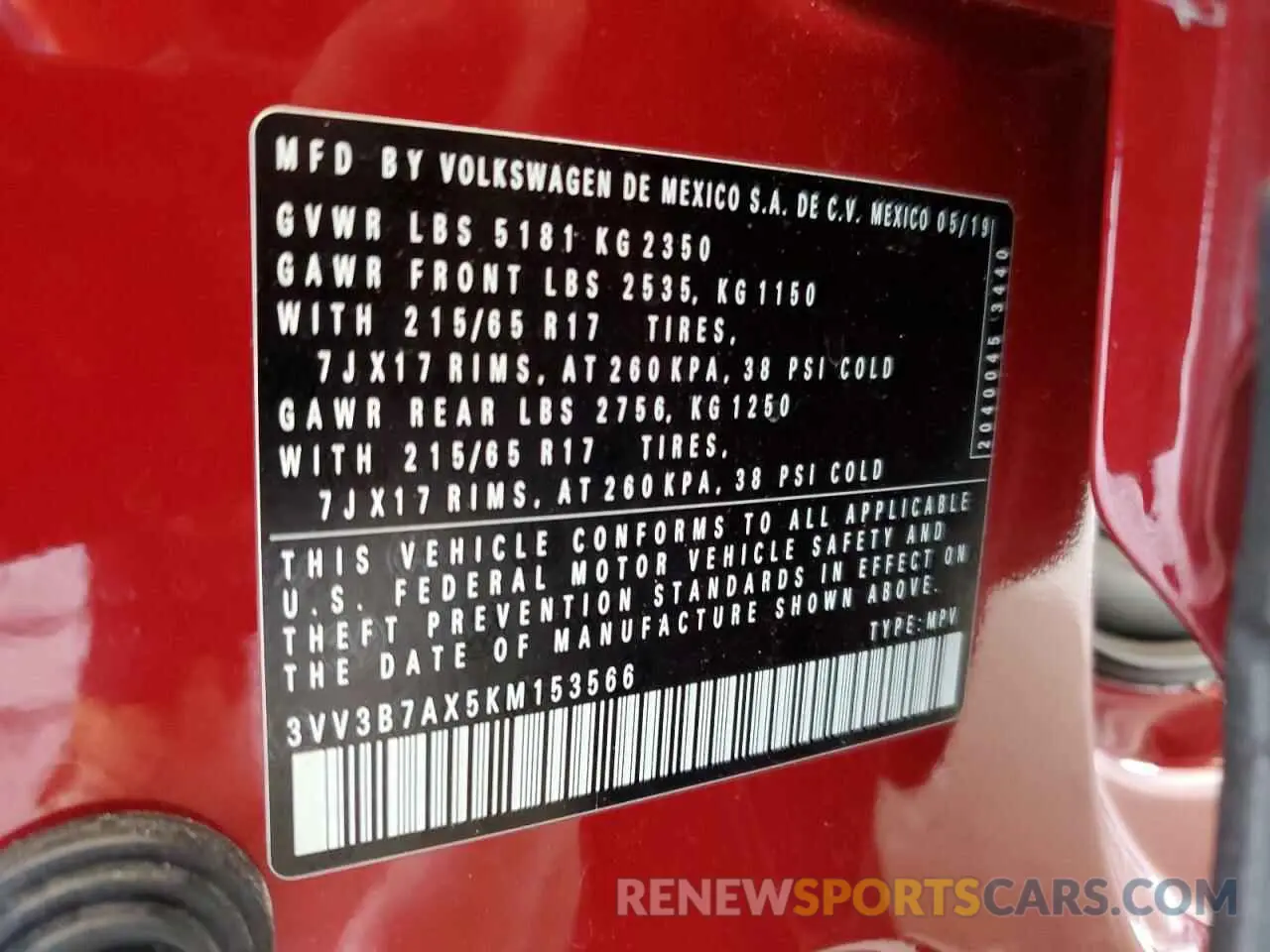 13 fotografías del automóvil dañado 3VV3B7AX5KM153566 VOLKSWAGEN TIGUAN 2019